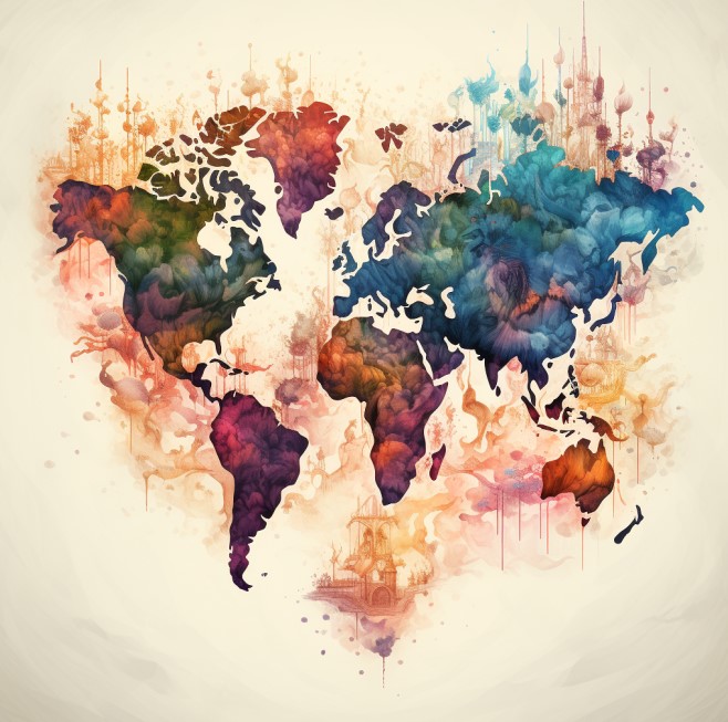 Prints on Canvas - Abstract World Map (1200x800)