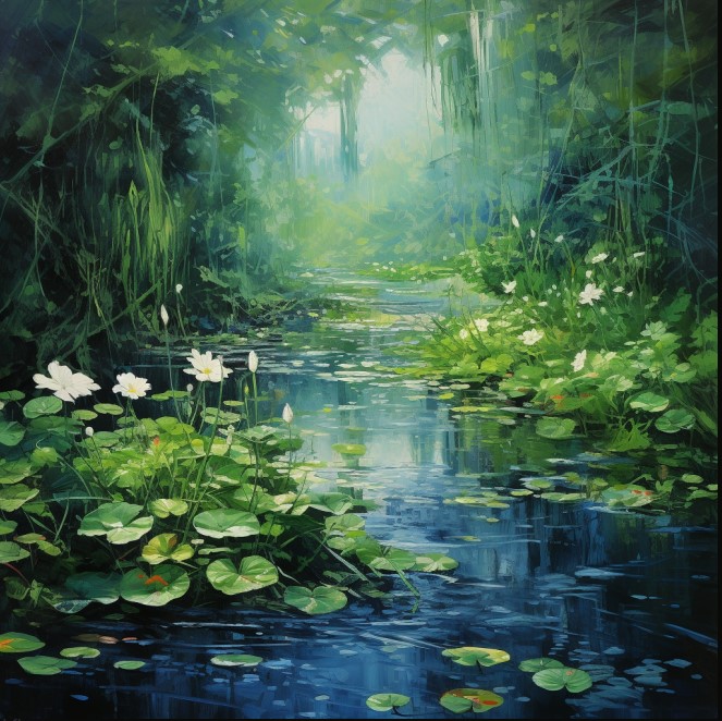 Print On Canvas Waterlilies Flowers 1200X800mm