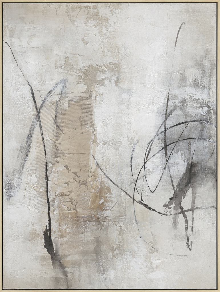 OIL ON CANVAS FRAMED ABSTRACT NEUTRAL II 900X1200MM