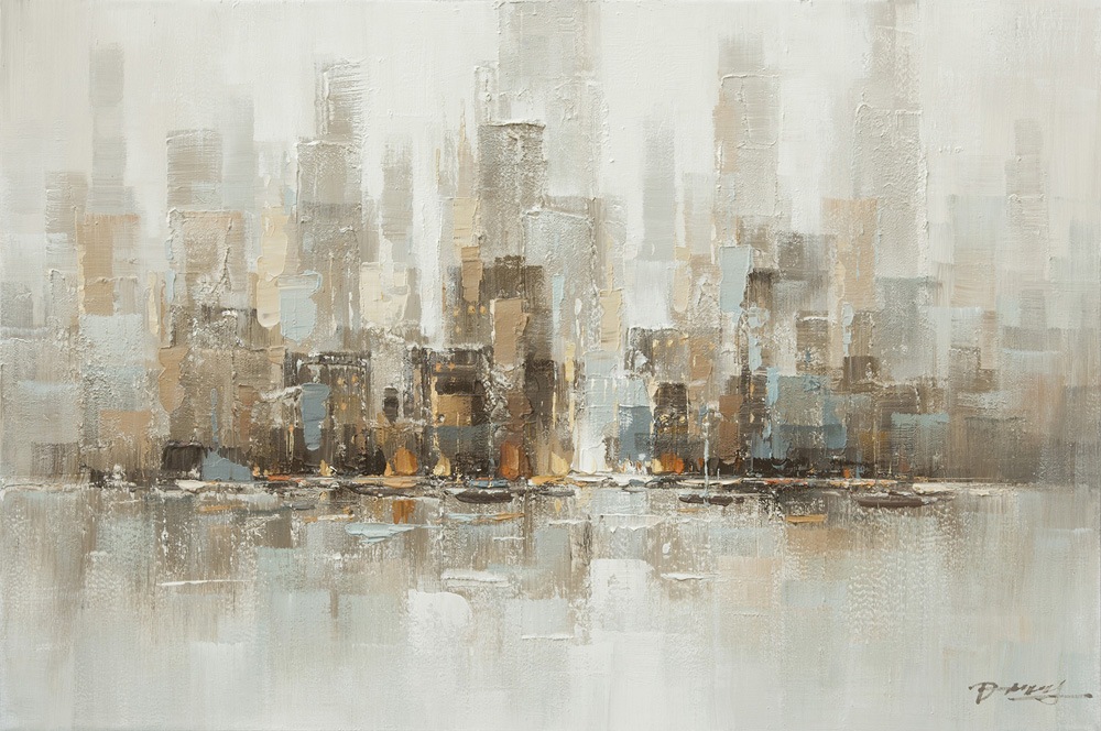 Oil On Canvas Abstract Buildings 800X1200mm