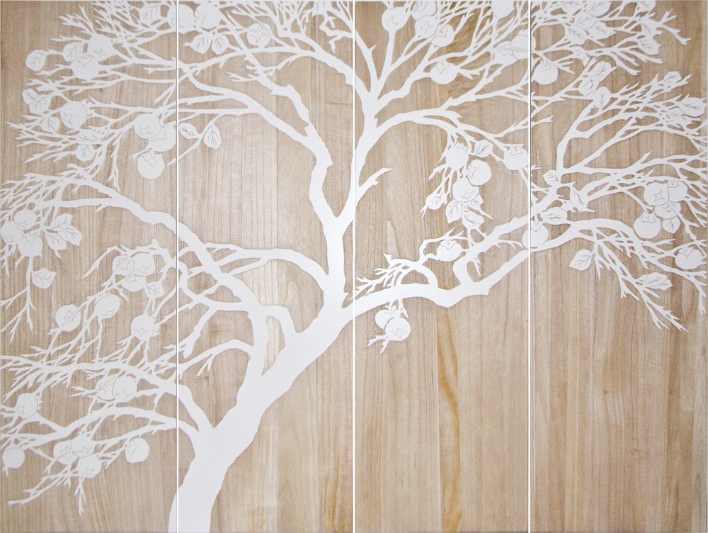 Original Art Wood Carving Tree 1200X400 4 Pieces