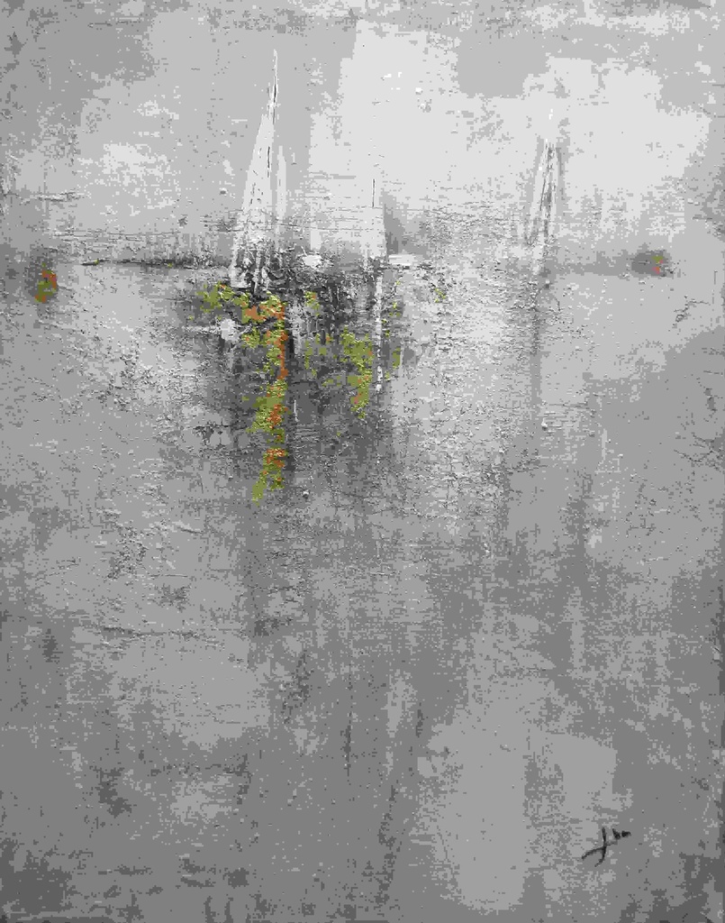 OIL ON CANVAS ABSTRACT GOLD GREY & WHITE 1200X1500MM