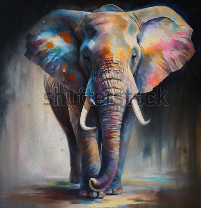 [PXM126] PRINT ON CANVAS ELEPHANT 970X970MM