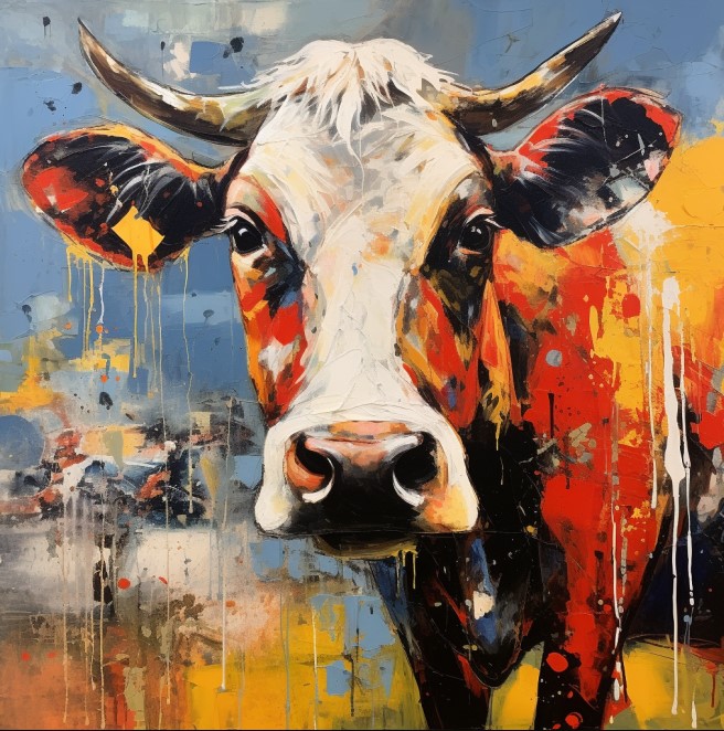 [PXM131] PRINTS ON CANVAS COW 800X800MM