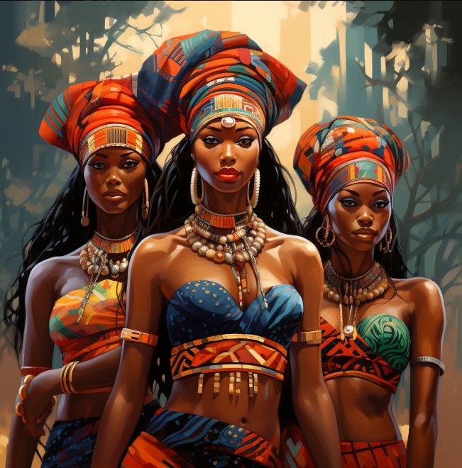 [PXM133] Print On Canvas Face African Ladies 800X800mm