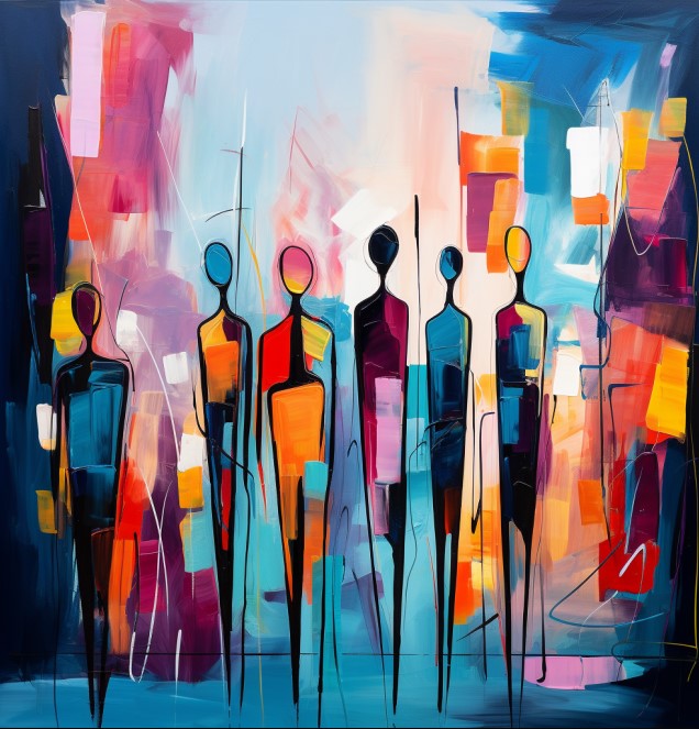 [PXM140] PRINT ON CANVAS ABSTRACT PEOPLE 800X800MM