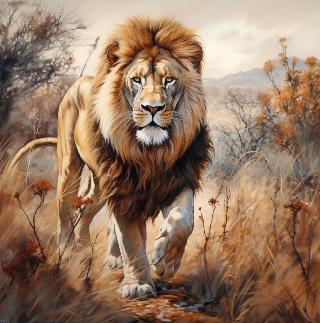 [PXM141] PRINT ON CANVAS LION 970X970MM
