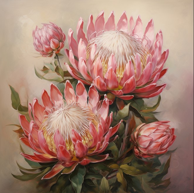 [PXM143] Print On Canvas Protea Flowers 800X800mm