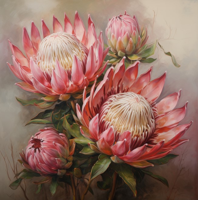 [PXM144] PRINT ON CANVAS PROTEA FLOWERS 800X800MM