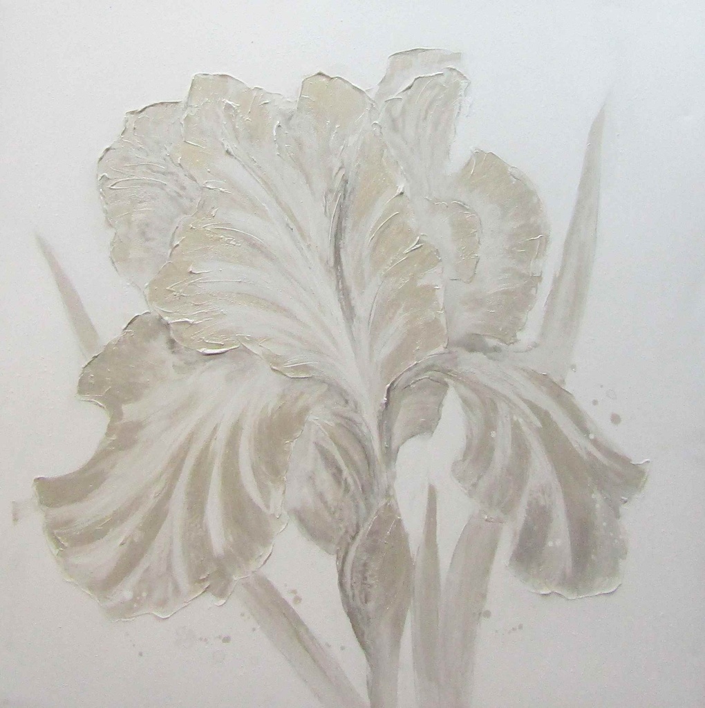 [DY003] OIL ON CANVAS FLOWER BEIGE IRIS 1000X1000MM