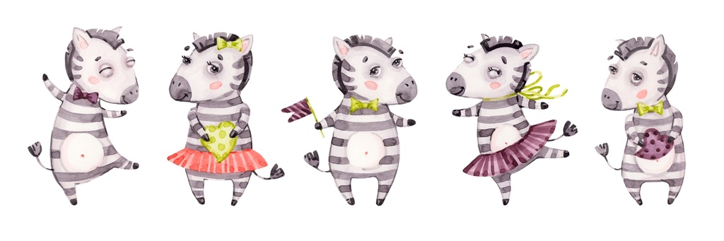 [AS294] PRINT ON CANVAS ZEBRA CARTOON 550X1650MM