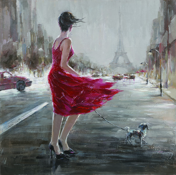 [PXYW654] OIL ON CANVAS LADY PARIS 1000X1000MM
