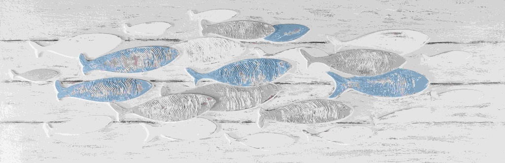 [PXYW697] Oil On Canvas Fish 500X1500mm