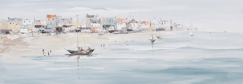 [PXYW648] Oil On Canvas Beach 500X1500mm