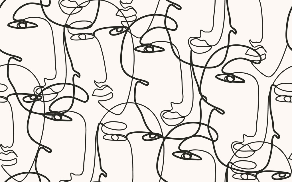 [PXM080 Faces (1200x800) SF] Print on Canvas - Continuous Line Drawing Faces  (1200x800MM)