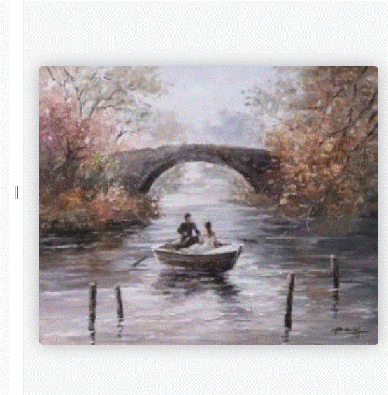 [PXYW681] OIL ON CANVAS BOAT ON RIVER 900X1200MM