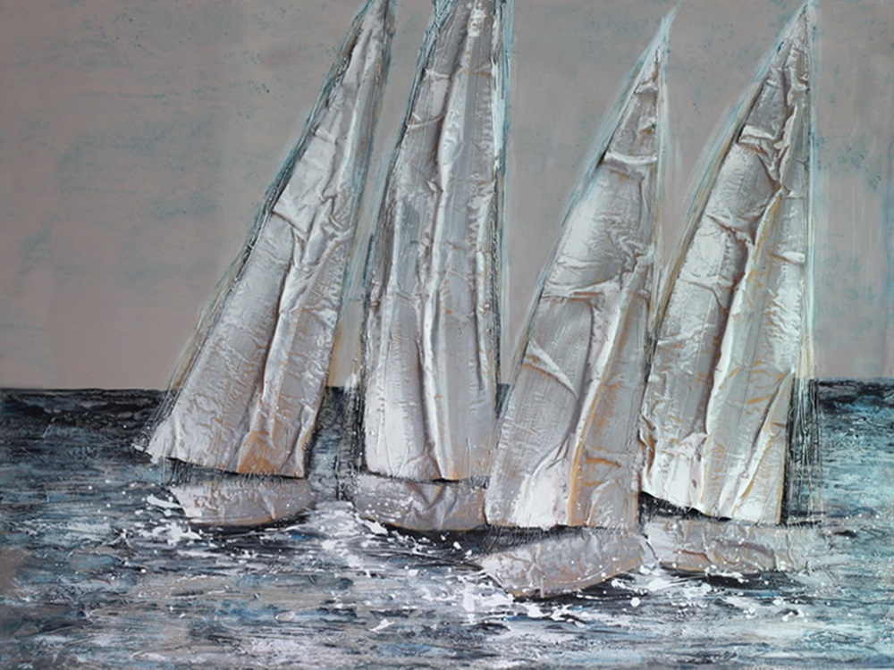 [HA126] Oil On Canvas Boats 900X1200mm