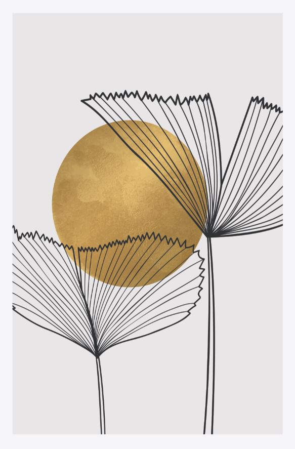 [MF122] Print On Canvas Abstract Gold & Black 600X900mm