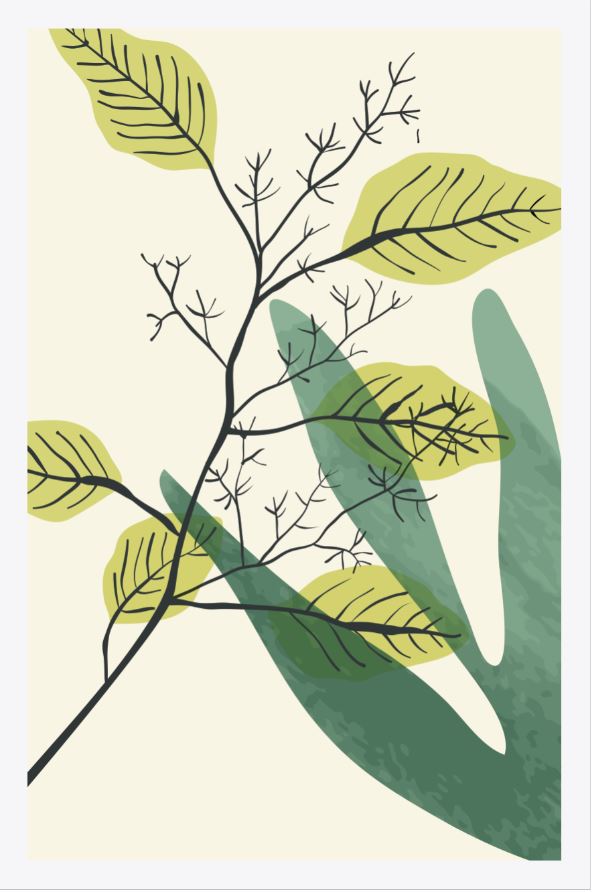 [MF106] Prints On Canvas Flowers Green Leaves (600x900)