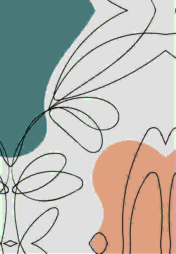 [AS301] Print On Canvas Abstract Flower Line Drawing 600X900mm