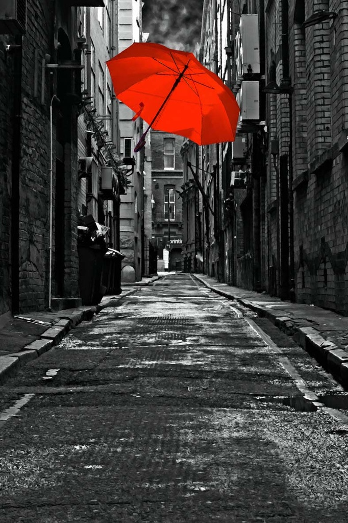 [AS042-29] Print On Canvas Red Umbrella 600X900mm